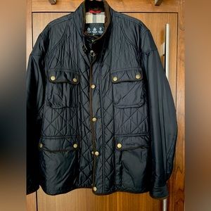 Men’s Barbour Jacket - Navy Blue with Brown Details, Quilted